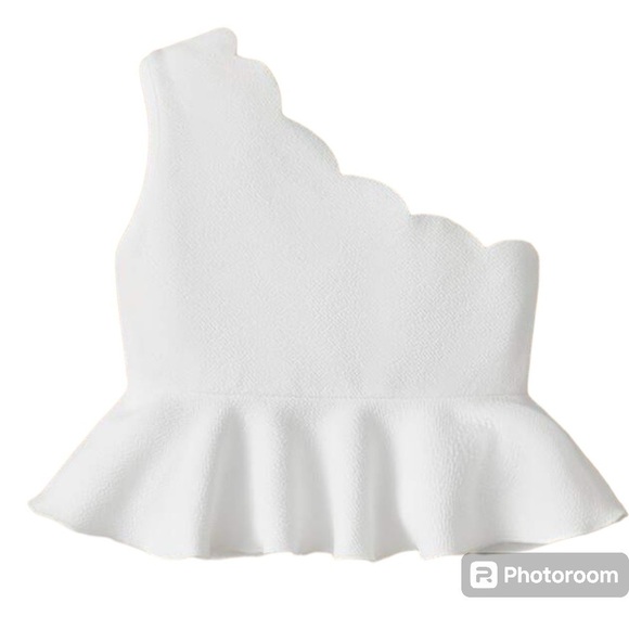 Other - New One Shoulder Scallop Peplum Y2K Size L White Clueless Coquette Cottagecore